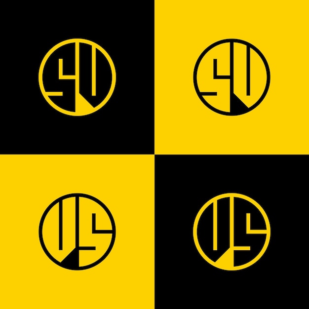 simple sv and vs letters circle logo set suitable for business with sv and vs initials