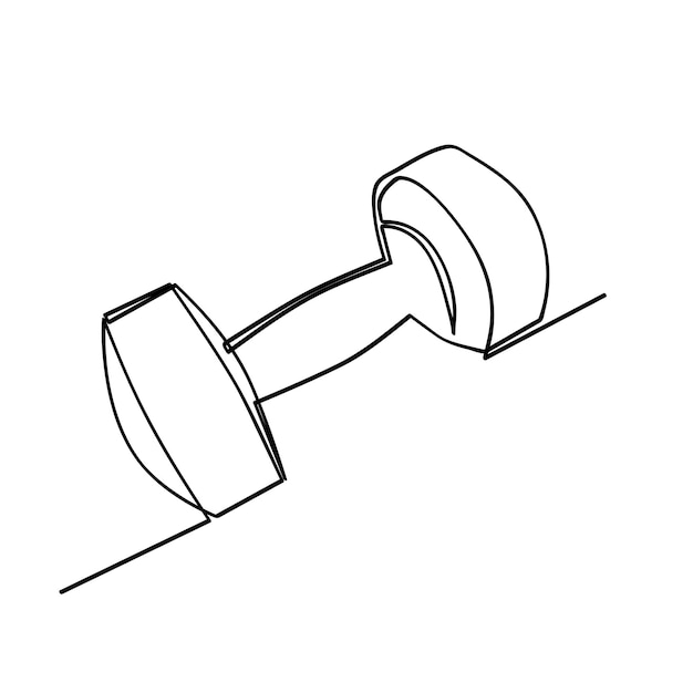 Simple vector sketch hexagon dumbbell dumbbel dumbell single one line art continuous