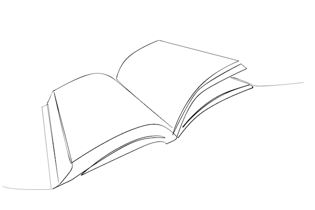 simple vector sketch open book single one line art, continuous