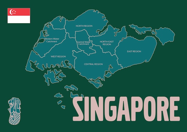 Singapore map Singapore flag Green map
