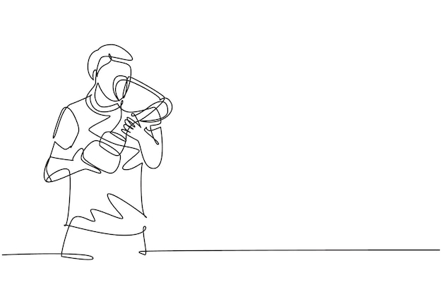 Single one line drawing male athlete wearing jersey kissing national competition championship trophy