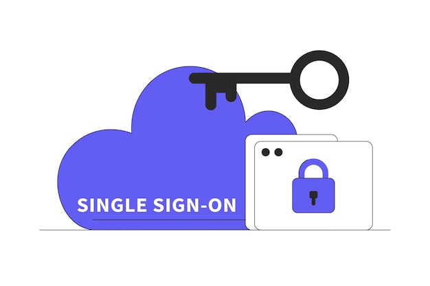 single signonlogin easily with sso tooldata protection cyber security and privacy concept web