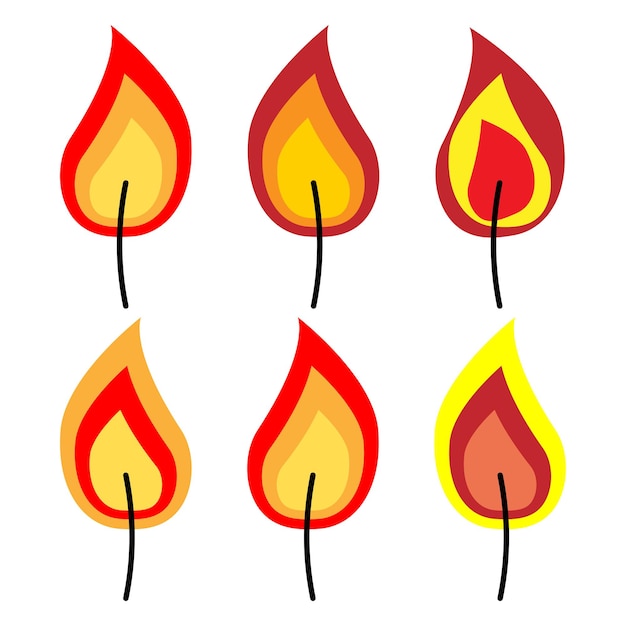 six stylized flames for various applications