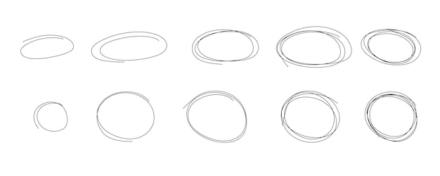 Sketch highlight ovals line. Doodle hand drawn Marker highlight scrawl circles. Marker sketch line.