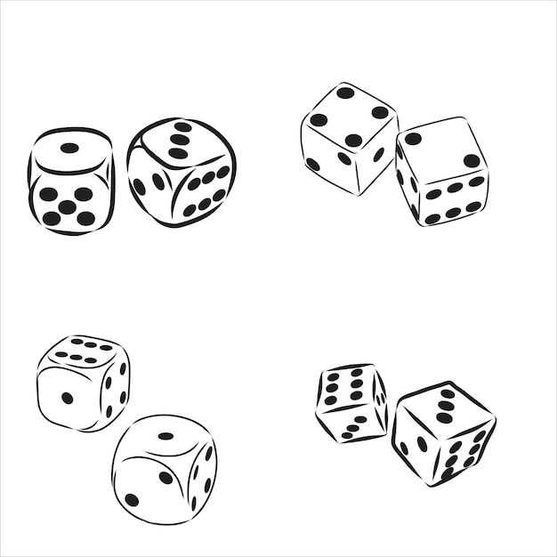 Sketch of the two dices on white background, isolated