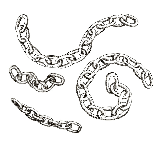 Sketch style chain Chain metal hand drawn Link steel security strong strength heavy protection