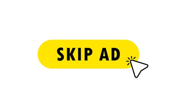 Skip ad button. Skip ad icon with click cursor. Click. Hand icon pointer. Vector on isolated white background. EPS 10