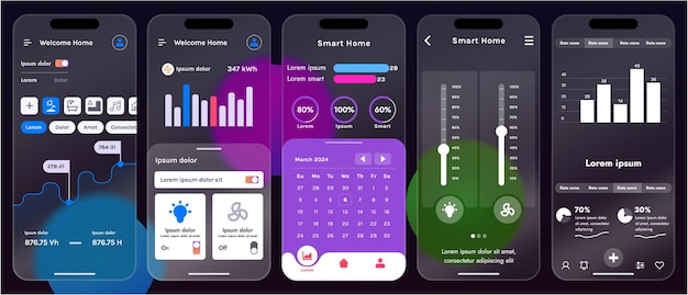 sleek vector illustration of a smart home app interface displayed on a smartphone