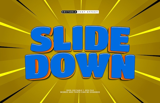 slide down editable text effect with a kids and game text style