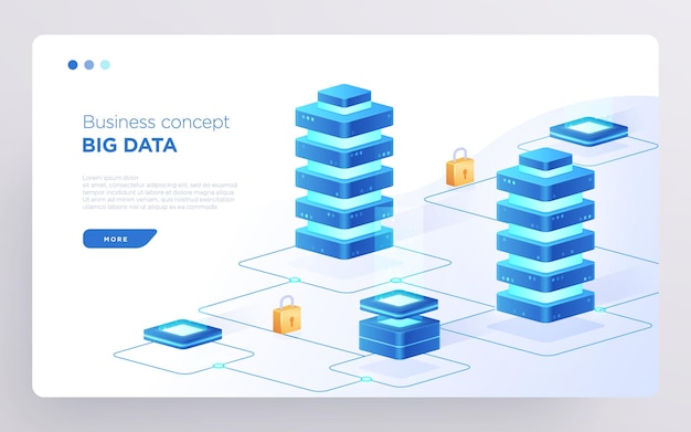 slide hero page or digital technology banner big data business concept isometric vector