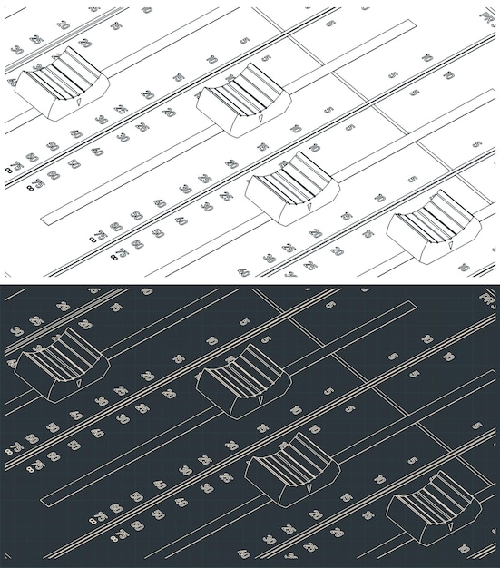 sliders or faders control board isometric drawings