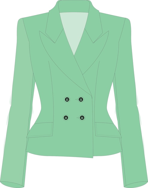SLIM FIT WIDE NOTCH COLLAR DOULE BREASTED BLAZER tech pack technical drawing flat sketch flat drawi