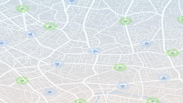 smart cars location on map connected for smooth traffic concept of abstract gps navigation and