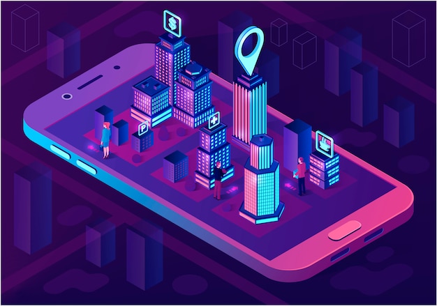 Smart city isometric architecture concept