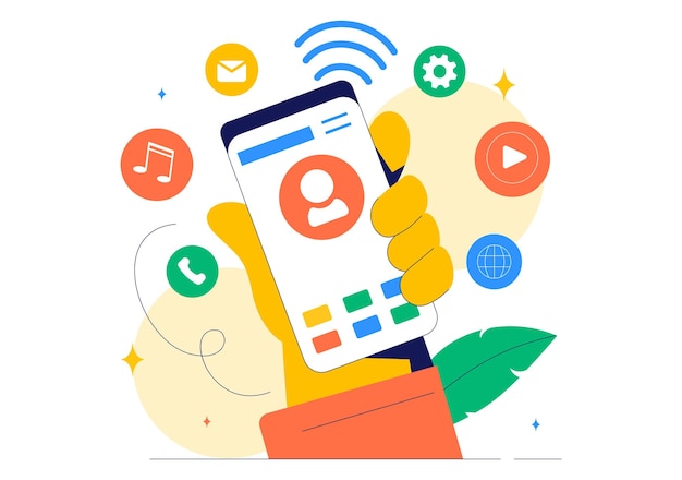 smart devices vector illustration featuring internet technology devices connected to a network in a flat style cartoon background