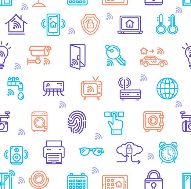 Smart Home Signs Seamless Pattern Background Vector