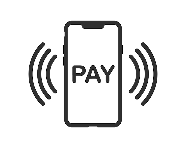 Smart phone Contactless payment icons credit card and hand tap pay wave Wireless NFC and contactl