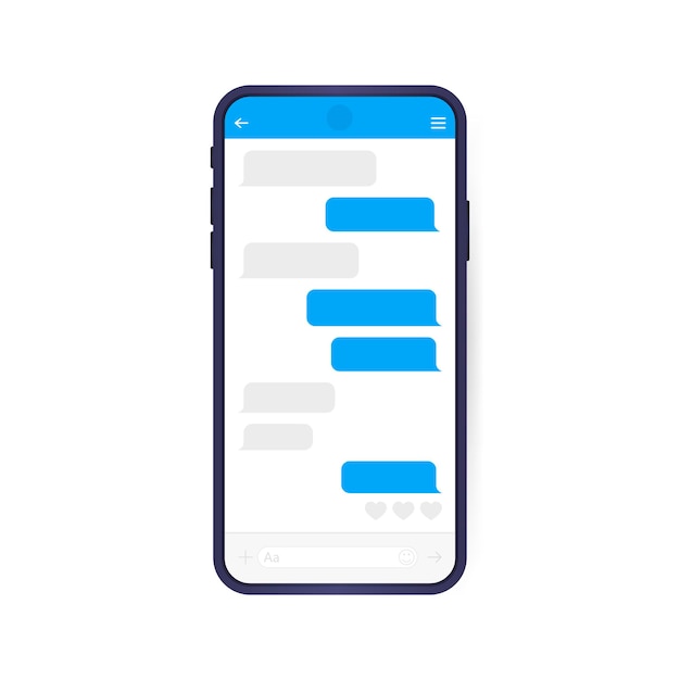 Smart Phone with messenger chat screen. Modern vector illustration flat style.