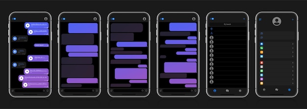 Smart Phone with messenger chat screen Sms template bubbles for compose dialogues Modern vector illustration flat style