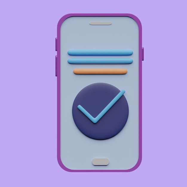 Smartphone and note concept Realistic 3d object cartoon style