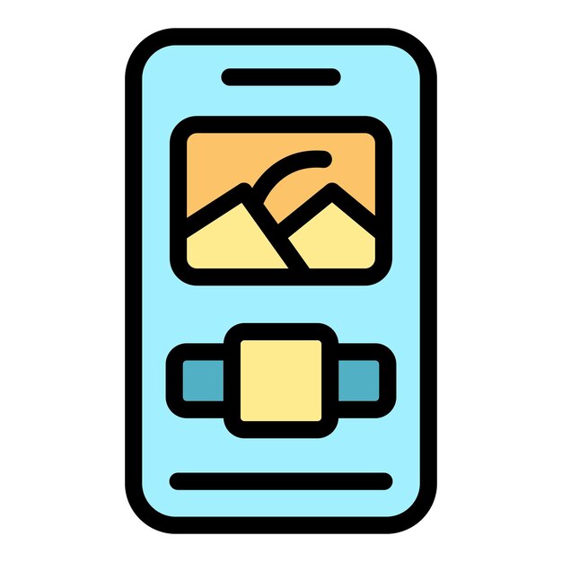 Smartphone app icon outline vector Smart web Screen element color flat