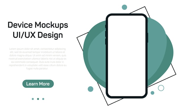 Smartphone blank screen phone mockup with trendy green circle Device model Modern template for infographics or presentation UI design interface Vector