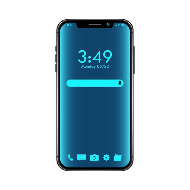 Smartphone Blue Theme User Interface Icons Vector Illustration Mockup Template