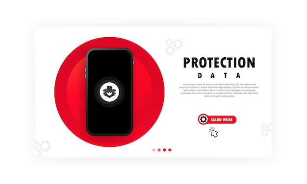 Smartphone data protection banner. Confidential data secure concept. Vector on isolated white background. EPS 10.