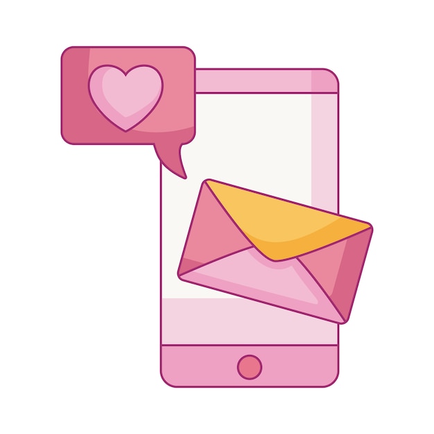 Smartphone device with speech bubble and envelope