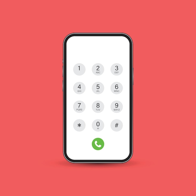Smartphone dial button icon in flat style Phone number pad vector illustration