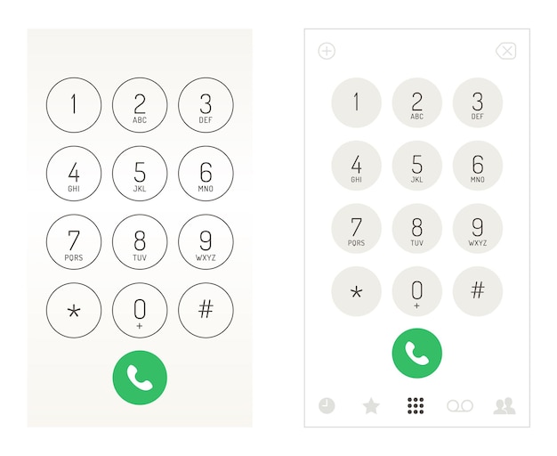 Smartphone dial keypad design. Mobile phone numbers panel