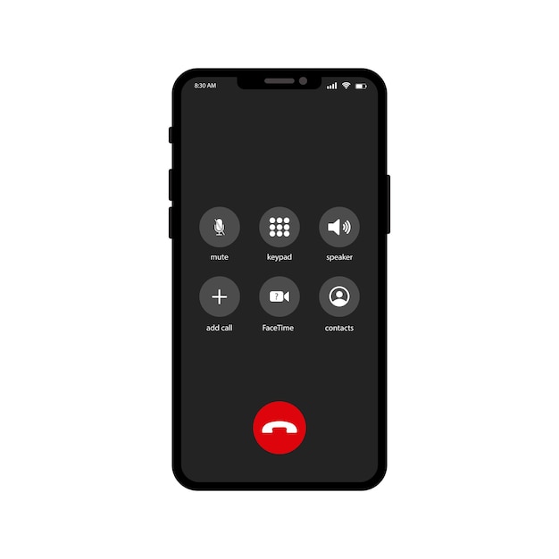 smartphone mockup with incoming calls and buttom