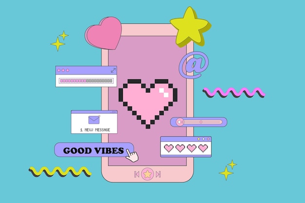 smartphone with user interface elements in retro style phone with user interface elements retro