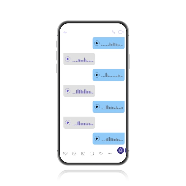 smartphone with voice chat screen. sms bubble template for creating dialogs. modern  illustration flat style.