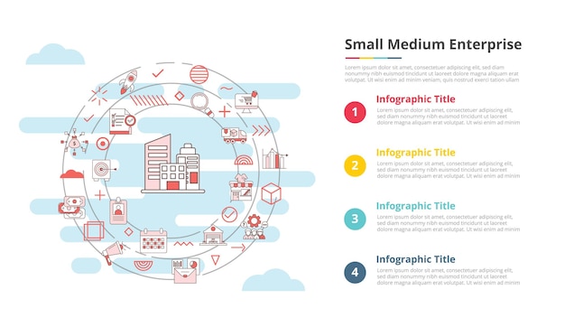 Sme small medium enterprise concept for infographic template banner with four point list information