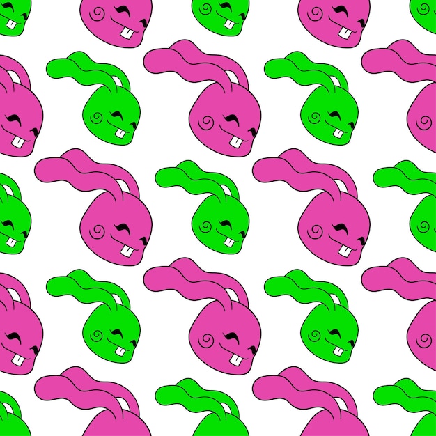 Smile bunny seamless pattern textile print. Great for summer vintage fabric, scrapbooking, wallpaper, giftwrap. repeat pattern background design