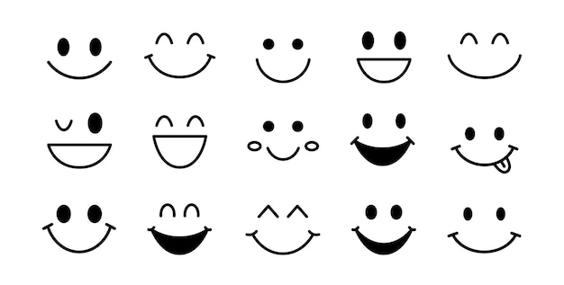 Smile emotion template smiling happy icons funny abstract vector design set vector illustration