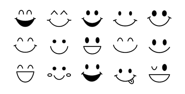 Smile emotion template smiling happy icons funny abstract vector design set vector illustration