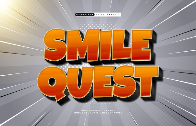 smile quest editable text effect with a kids and game text effect