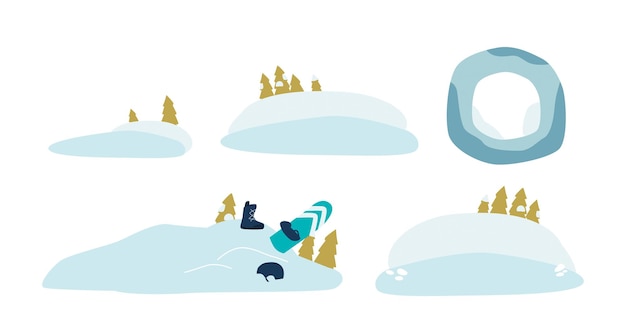 Snow Drifts Sculpted By The Wind Icy Dance Blanket The Landscape In A Serene Powdery Embrace Transforming The World Into A Tranquil Winter Wonderland Cartoon Vector Illustration Isolated Elements
