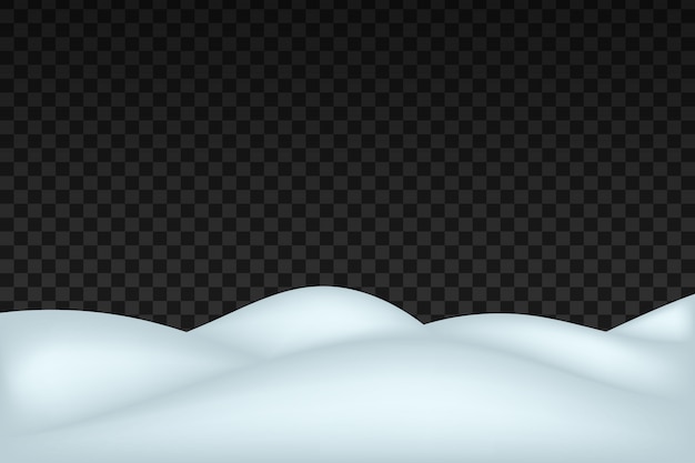 Snow landscape isolated on dark transparent background.