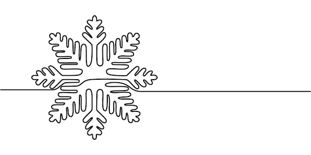 Snowflake Continuous One Line Drawing Vector Illustration Merry Christmas decoration