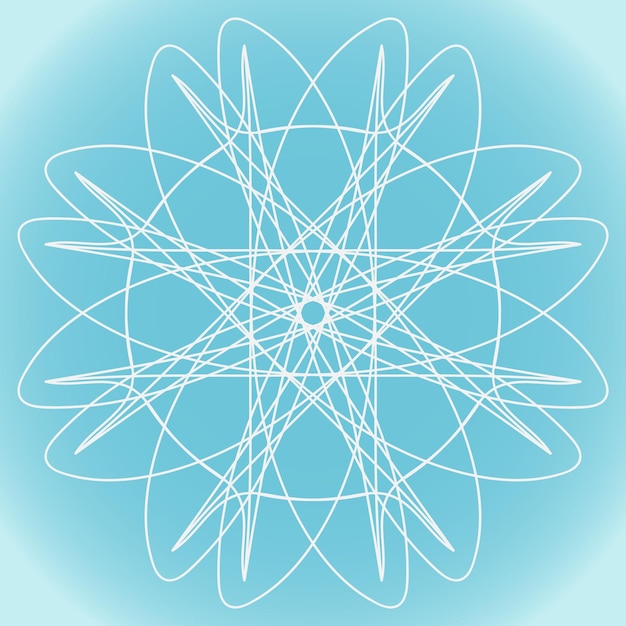 Snowflake vector simple abstract shape on blue gradient background