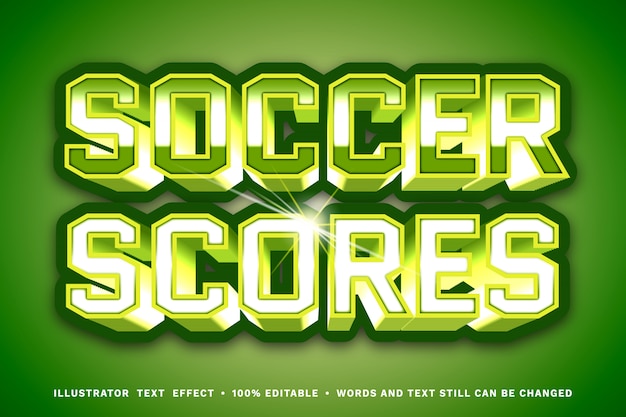 Soccer scores 3d text effect, easy editable text style