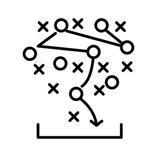 Soccer tactics icon game success strategy in football scheme play vector illustration on white