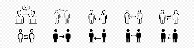 Social distancing set of icons