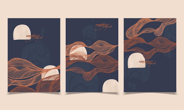 Social media banners a beautiful lineart set of social media post templates with minimal abstract organic shapes can be used also card cover Vector illustration