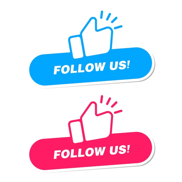 Social Media follower button Icons follow us symbol