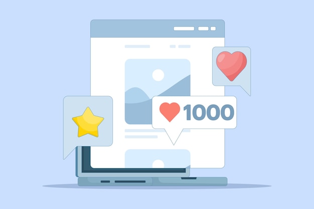 Social media networking concept or Sharing photos and images online with a list of comments