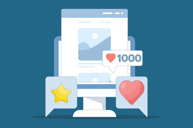Social media networking concept or Sharing photos and images online with a list of comments